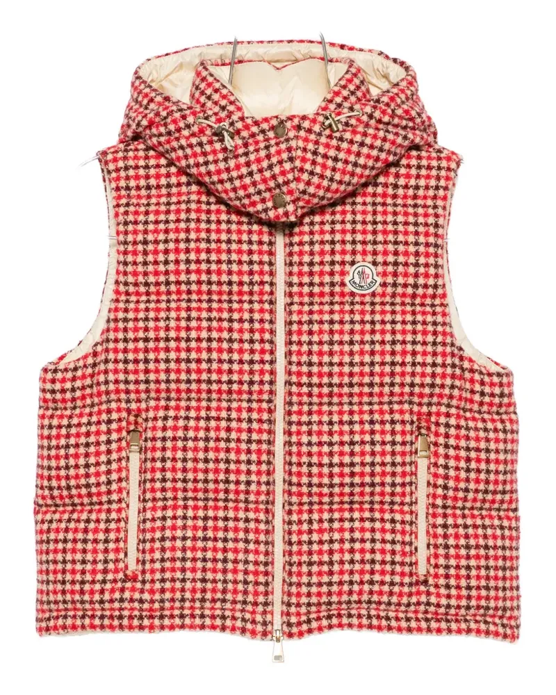 Moncler houndstooth-pattern padded gilet - Nude Nude