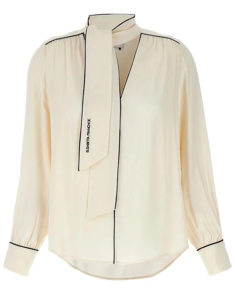 Elisabetta Franchi Georgette-Bluse mit Schleifenkragen - Nude Nude