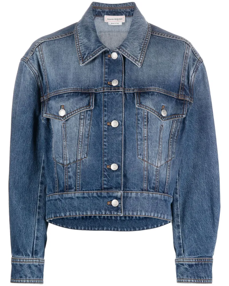 Alexander McQueen Cropped-Jeansjacke - Blau Blau