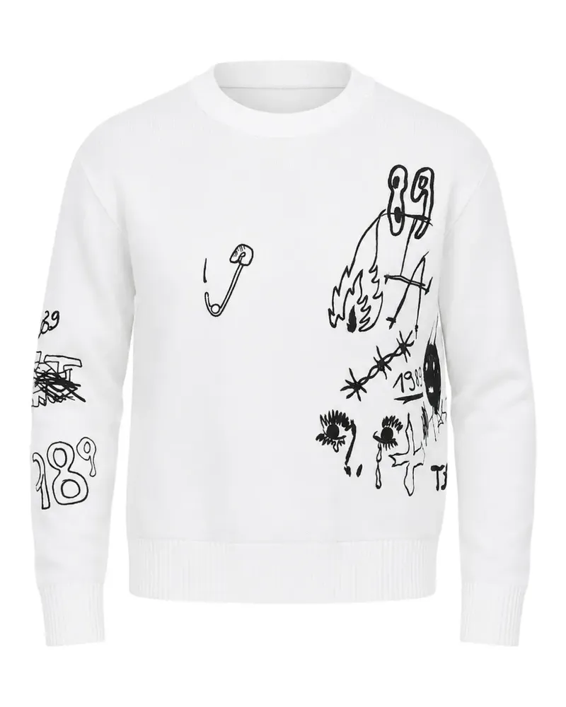 1989 STUDIO Bestickter Cropped-Pullover - Weiß Weiß