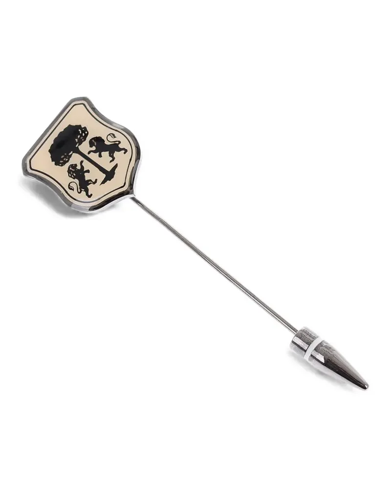 Corneliani crest-detail lapel pin - Silber Silber