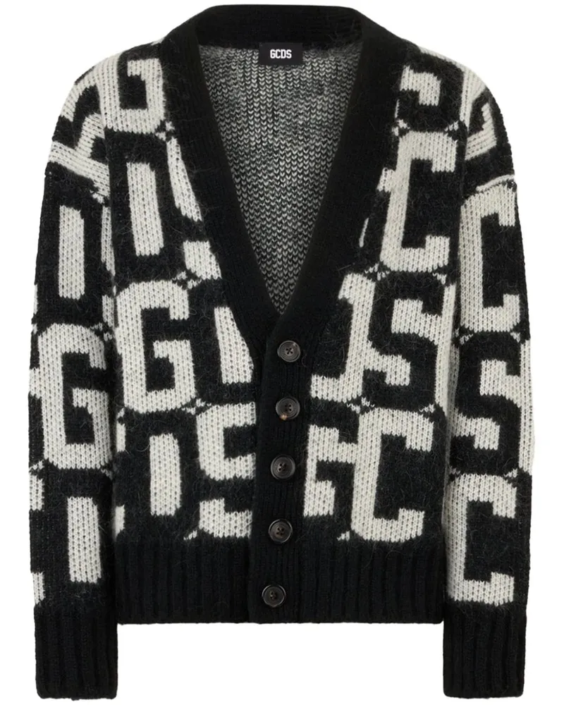 GCDS Cardigan mit Monogramm-Print - Schwarz Schwarz