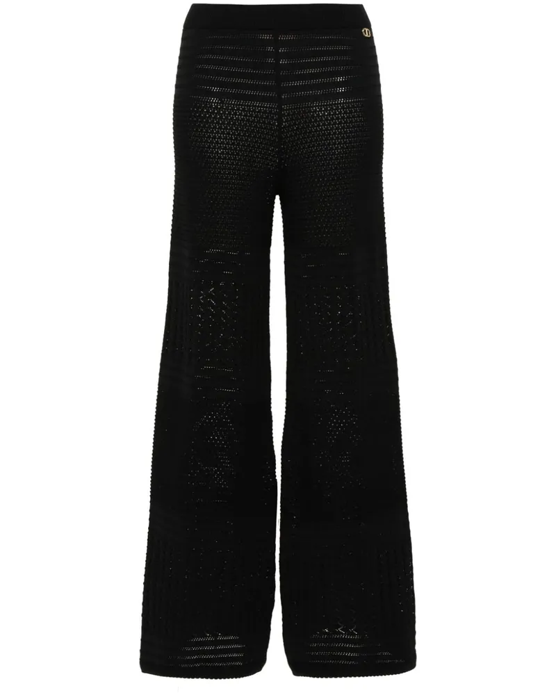 Twin-Set Palazzohose aus Pointelle-Strick - Schwarz Schwarz