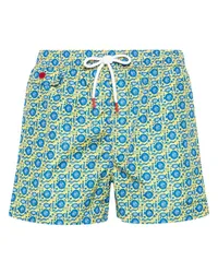 Kiton Badeshorts mit grafischem Print Gelb