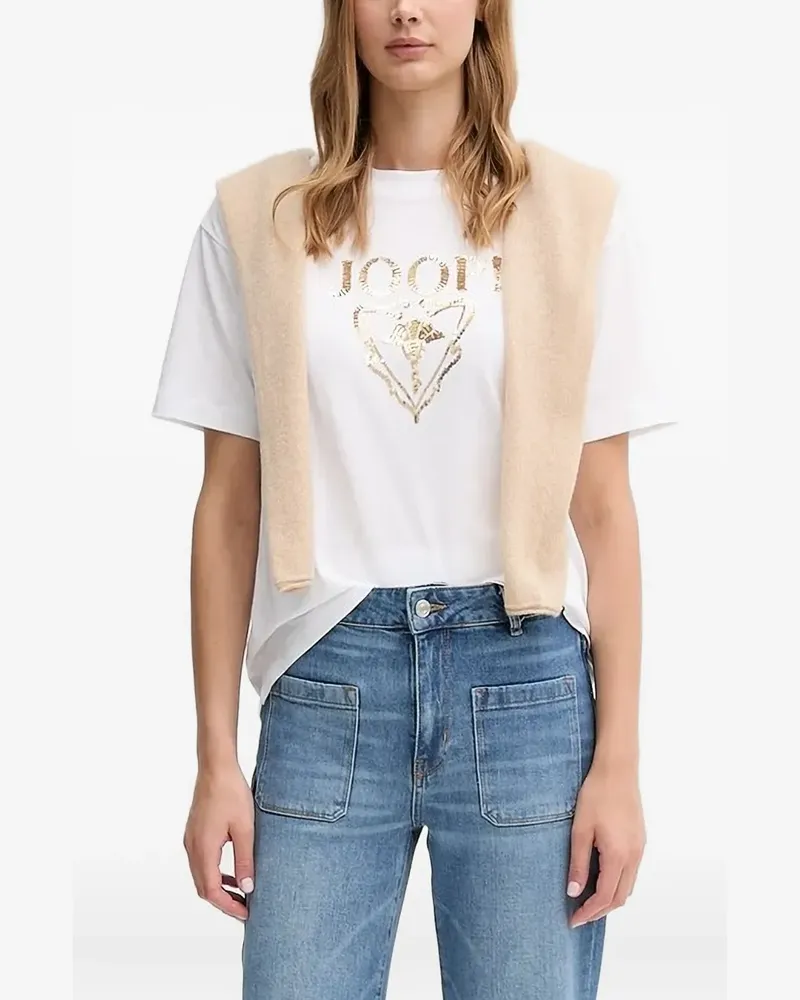 JOOP! Tomma Oberteil mit Pailletten-Logo - Weiß Weiß