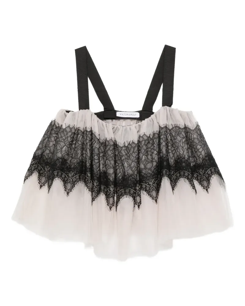 Viktor & Rolf Bluse mit Spitzenborten - Grau Grau