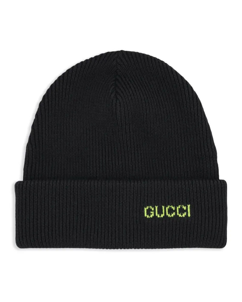 Gucci Gerippter Hut mit Stickerei - Schwarz Schwarz