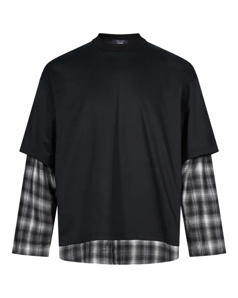 Comme des Garçons Kariertes T-Shirt im Layering-Look - Schwarz Schwarz