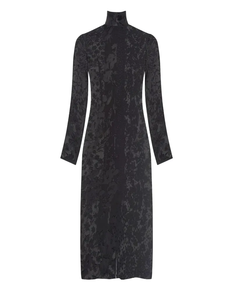 Marine Serre Kleid mit Blumen-Print - Schwarz Schwarz