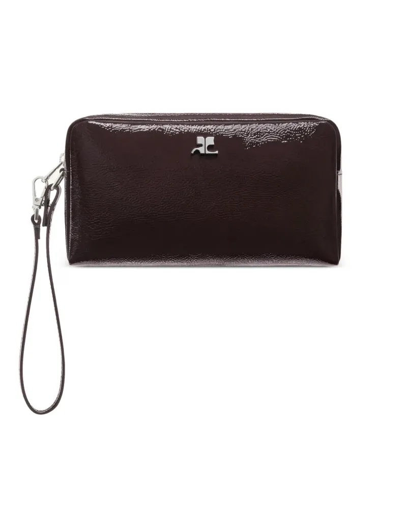 Courrèges logo-plaque patent-leather wash bag - Braun Braun