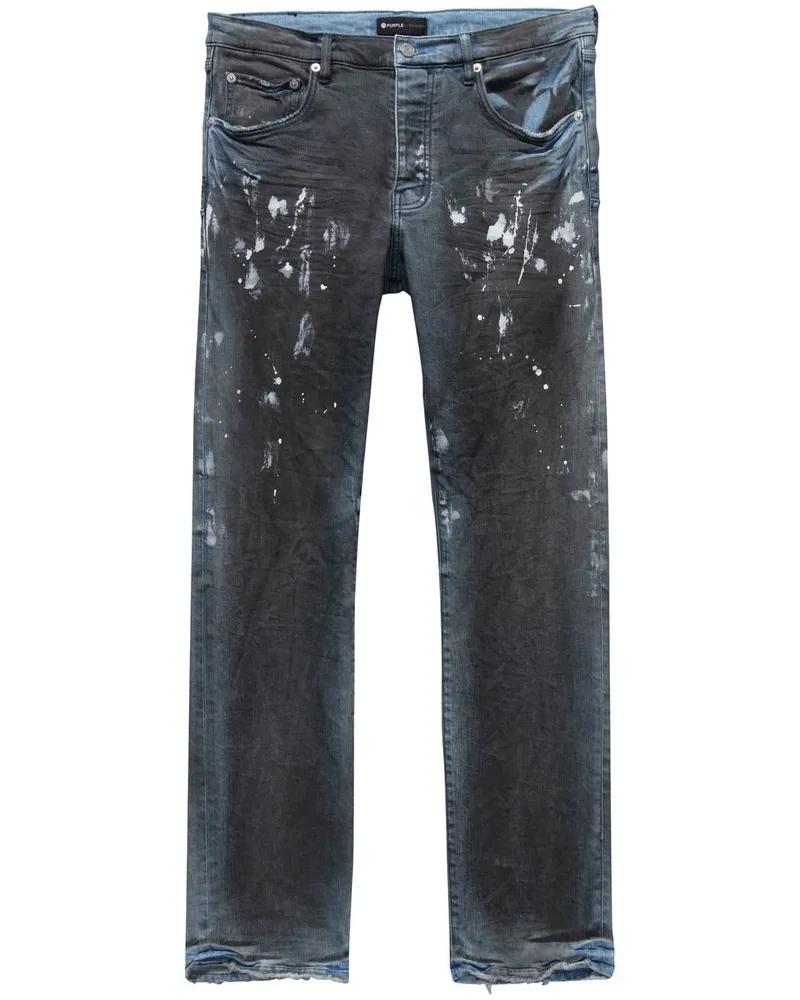 PURPLE BRAND Gerade Jeans mit Farbklecks-Print - Grau Grau