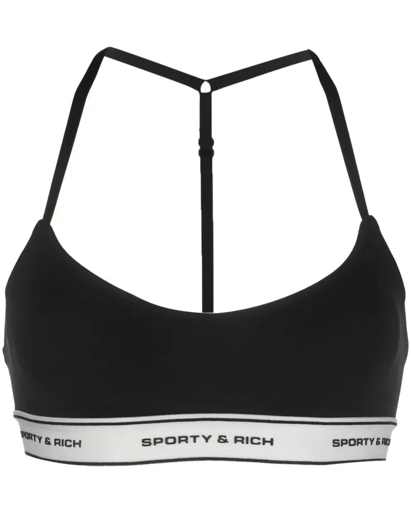 SPORTY & RICH Sport-BH mit Logo-Bund - Schwarz Schwarz