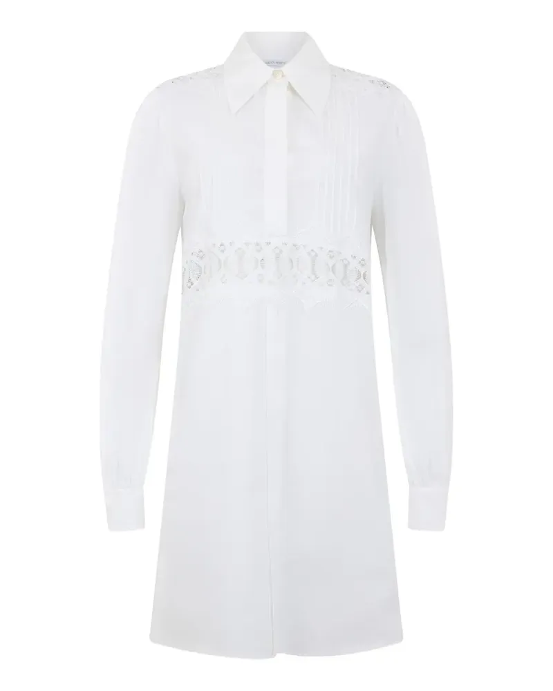 Alberta Ferretti lace-panel pintuck-detail mini dress - Weiß Weiß