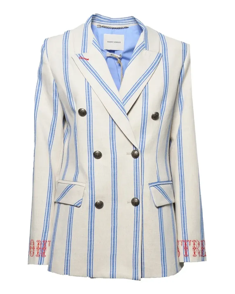 Front Street 8 striped double-breasted blazer - Nude Nude