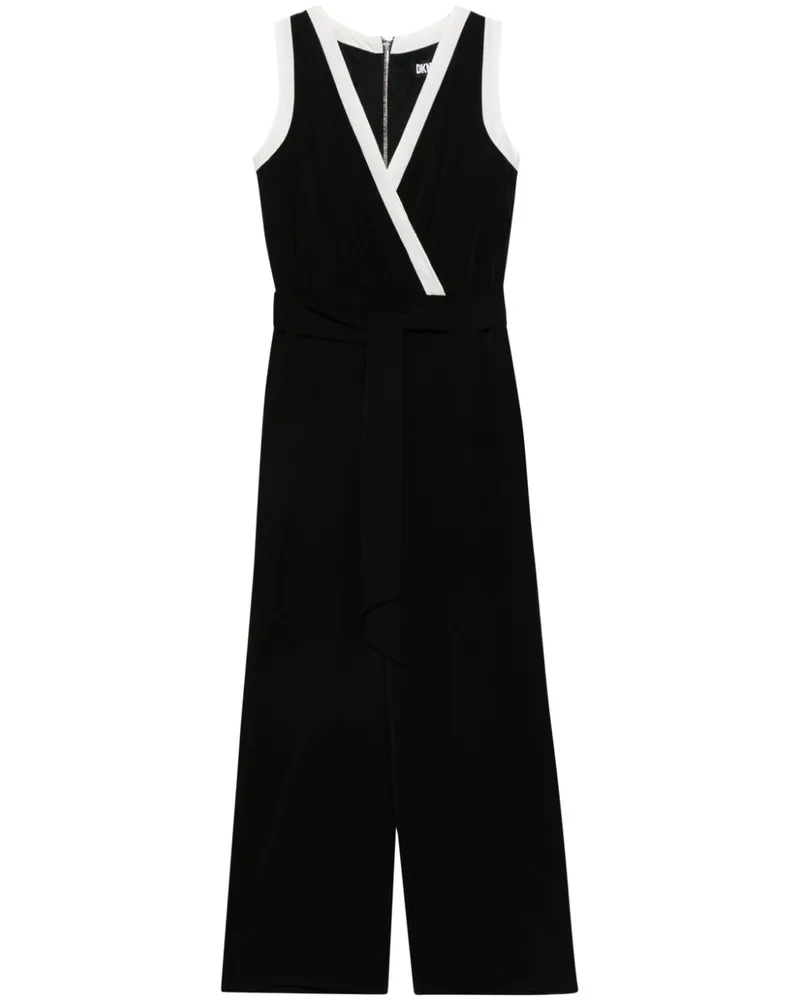 DKNY Weiter Jumpsuit mit V-Ausschnitt Schwarz