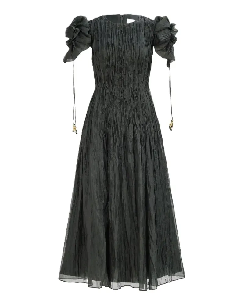 Aje. Angeli pintuck puff sleeve midi dress - Grün Grün