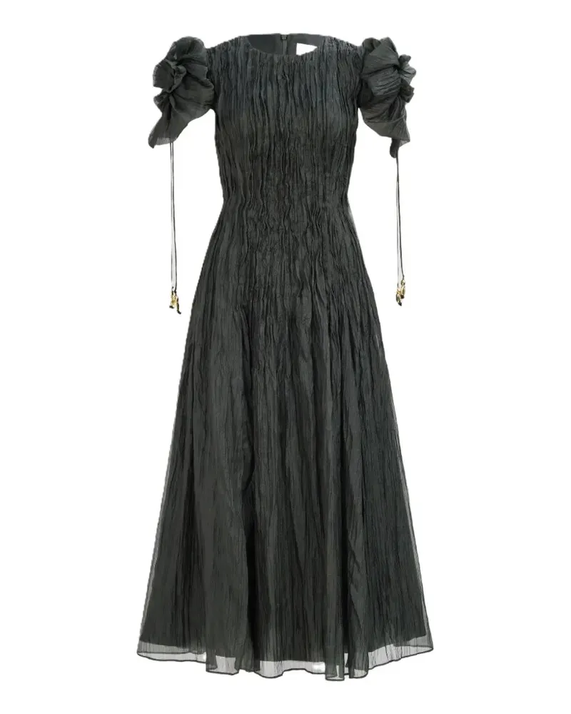 Aje. Angeli pintuck puff sleeve midi dress - Grün Grün