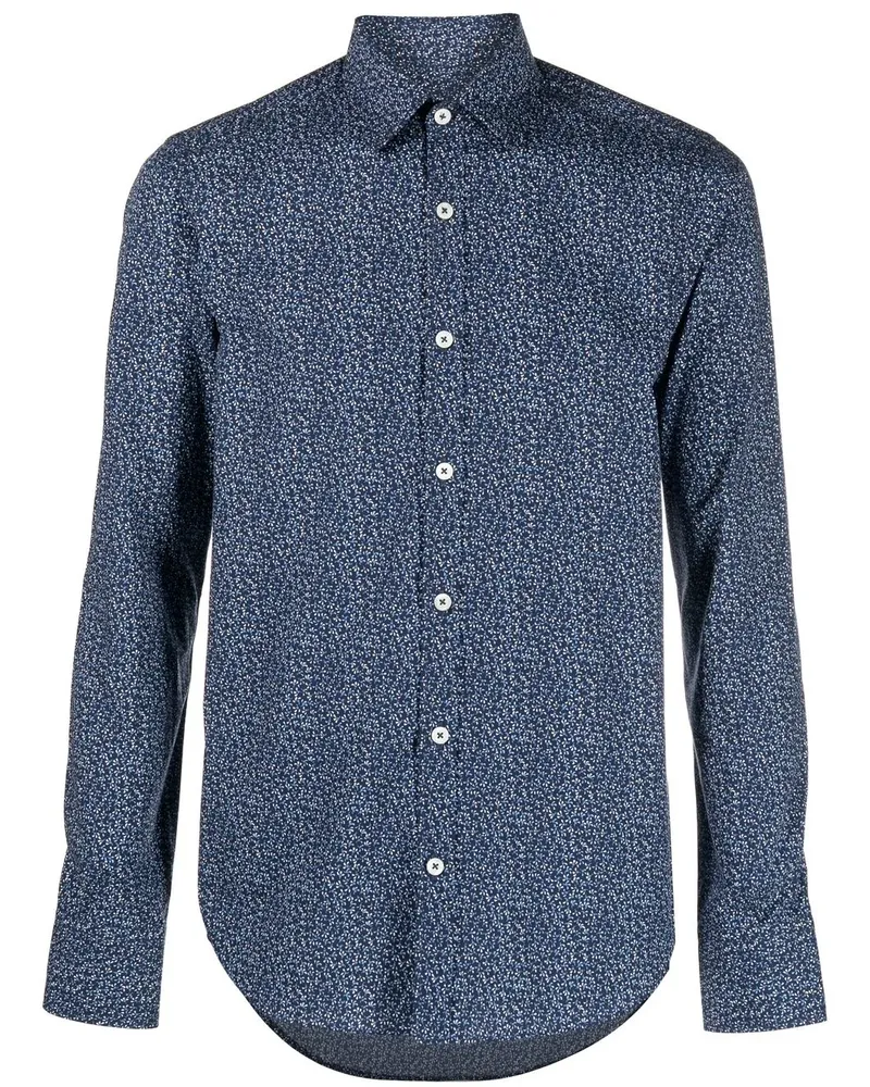 Canali Hemd mit Blumenmuster - Blau Blau