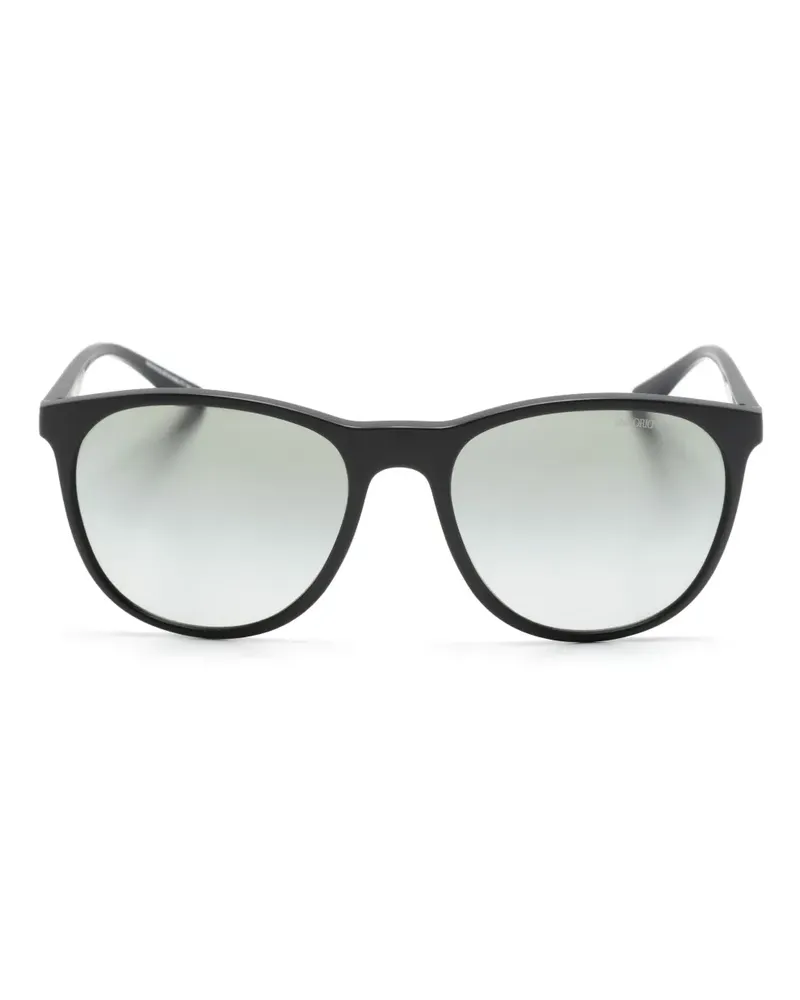 Emporio Armani Sonnenbrille mit rundem Gestell - Schwarz Schwarz