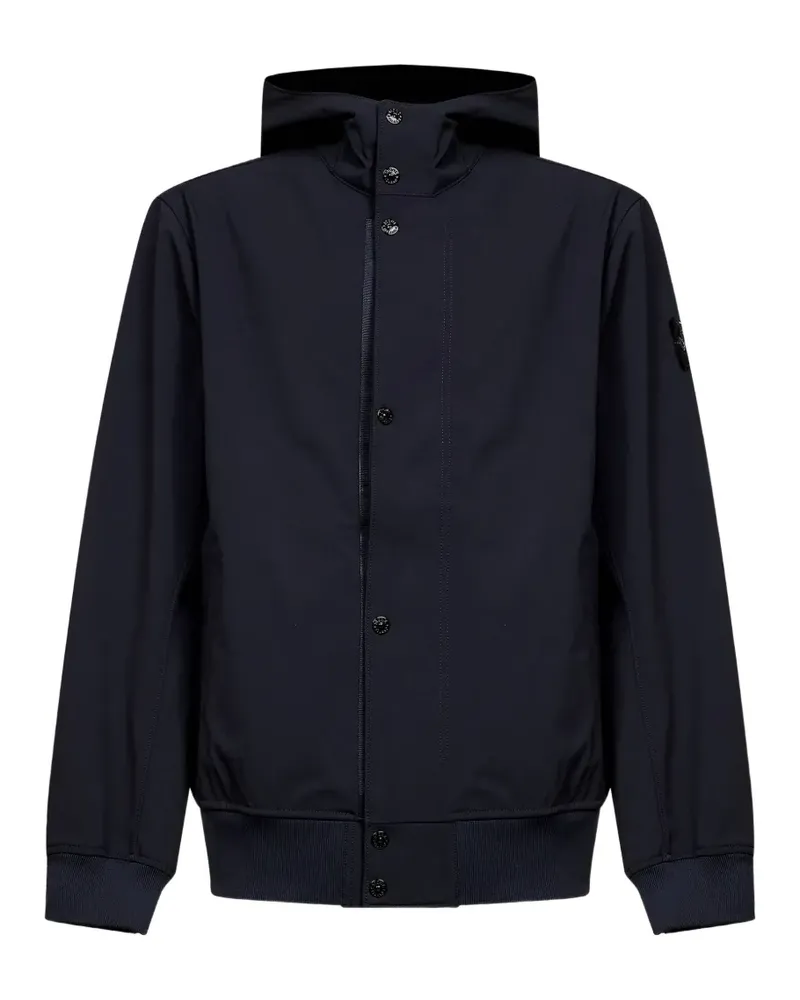 Stone Island logo-patch hooded jacket - Blau Blau