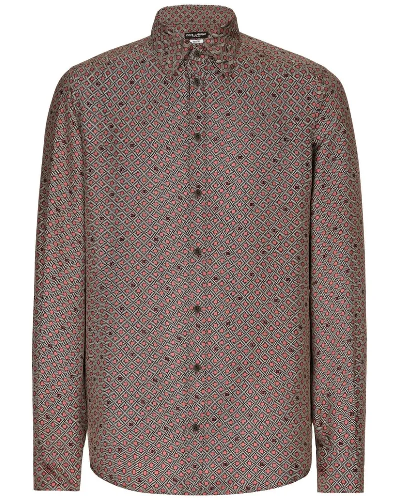 Dolce & Gabbana Seidenhemd mit geometrischem Print - Rot Rot