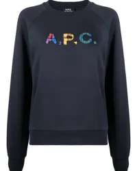 A.P.C. Sweatshirt mit Logo-Patch Blau