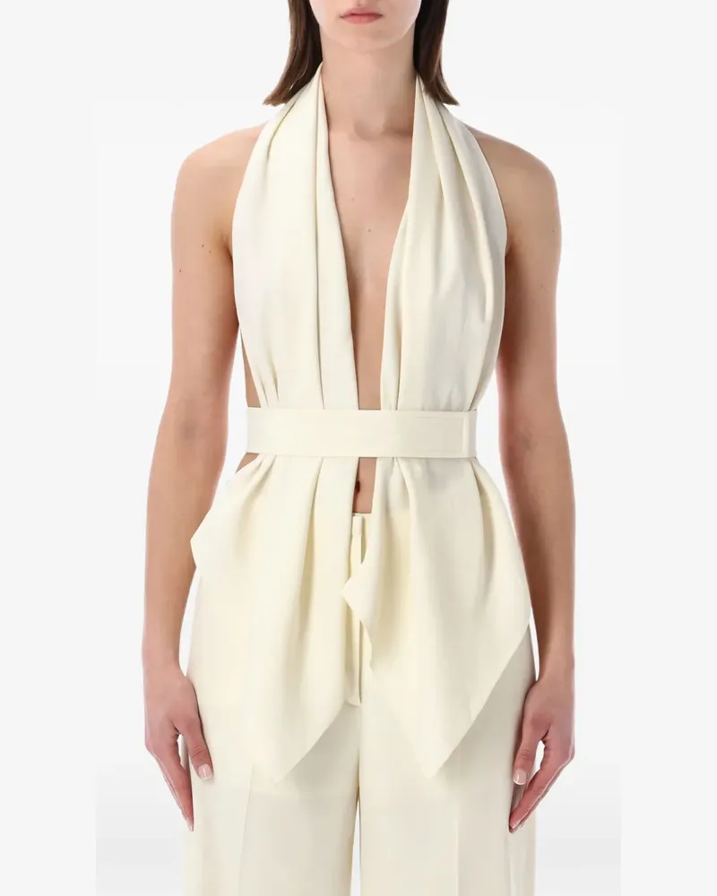 Alberta Ferretti halterneck belted top - Nude Nude