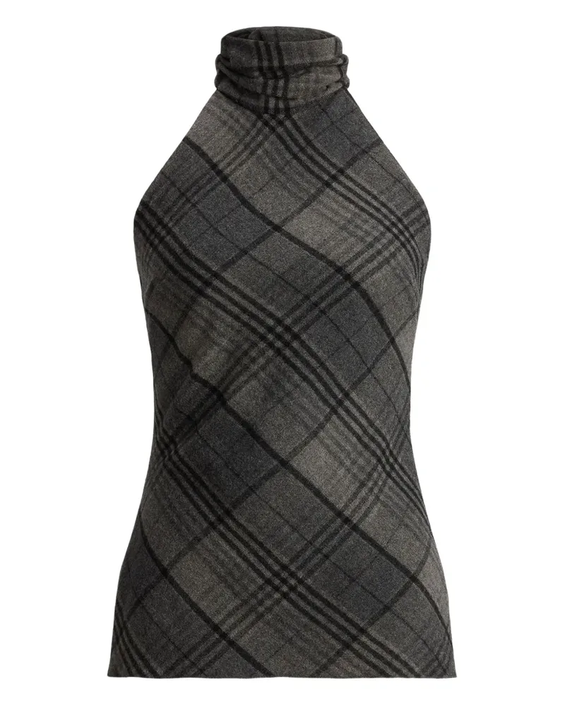 Ralph Lauren turtleneck check-pattern top - Grau Grau