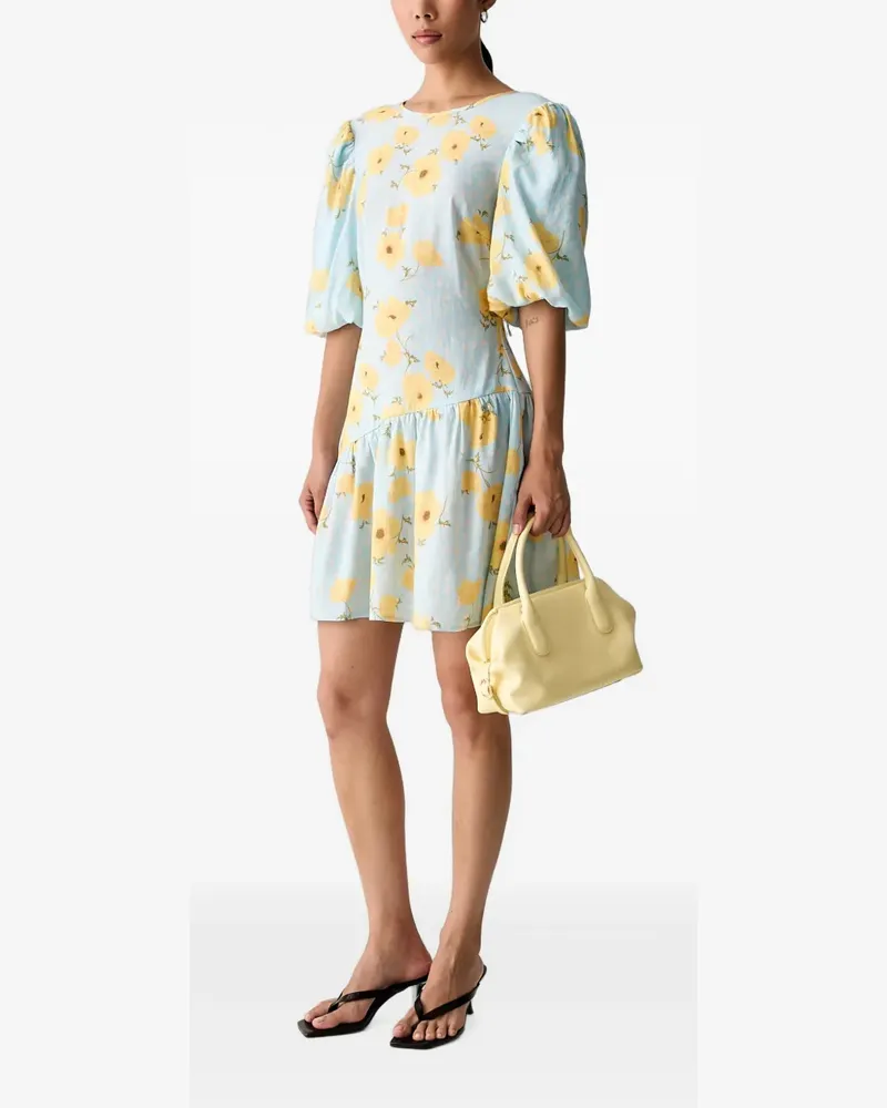 Never Fully Dressed floral-print puff-sleeve mini dress - Blau Blau