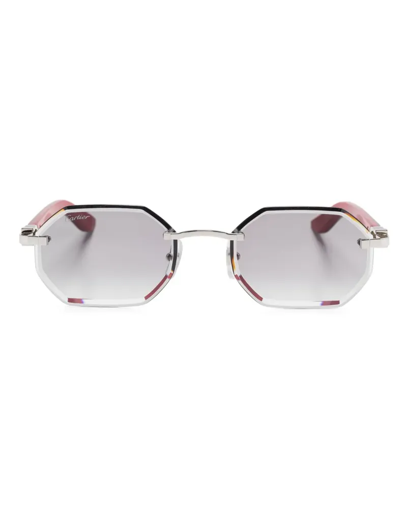 Cartier Sonnenbrille mit geometrischem Gestell - Silber Silber