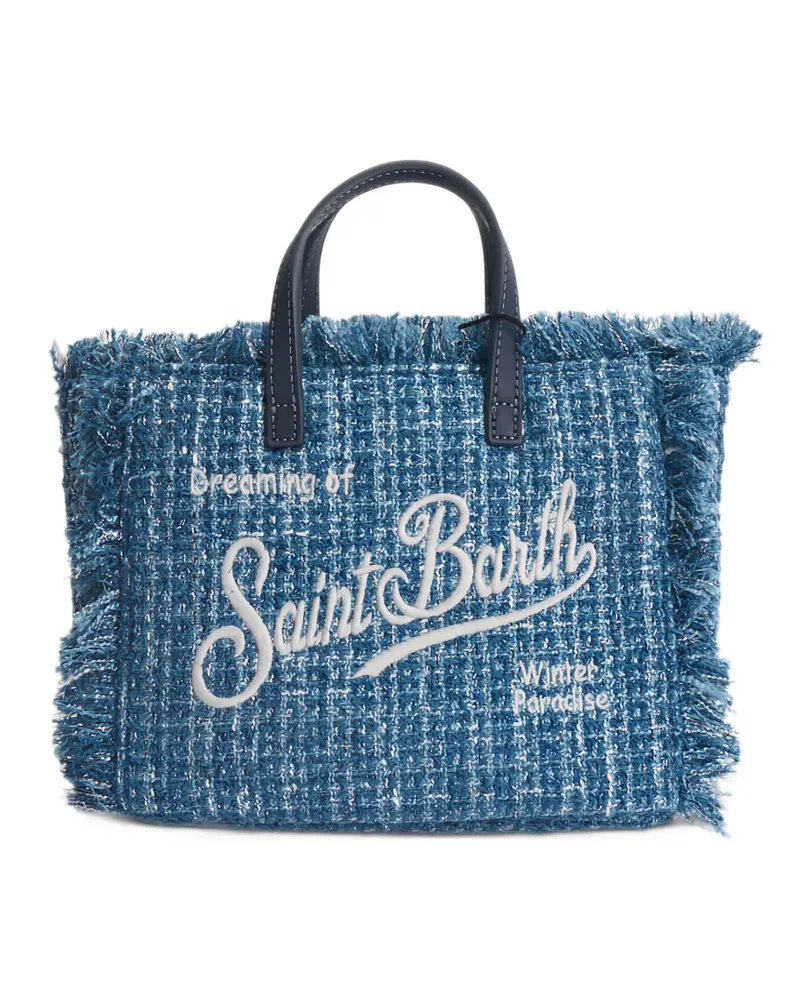 MC2 Saint Barth Vanity Mini frayed tweed tote bag - Blau Blau