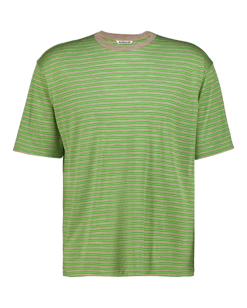 AURALEE Gestreiftes T-Shirt - Grün Grün