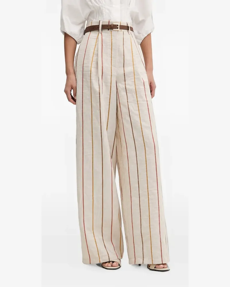 VICOLO striped pleated trousers - Nude Nude