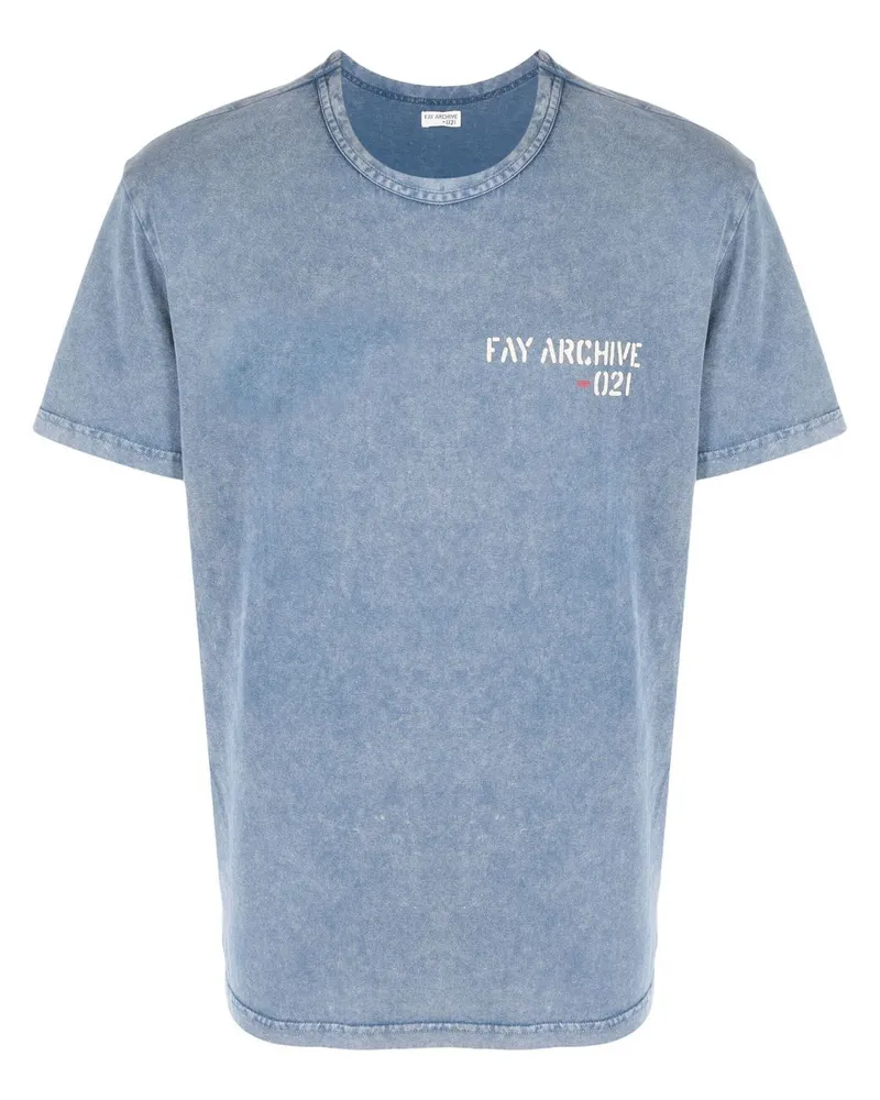 Fay T-Shirt mit Logo-Print Blau