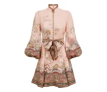 floral-print puff-sleeve dress - Rosa