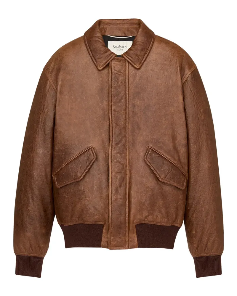 Saint Laurent Bomberjacke aus Leder - Braun Braun