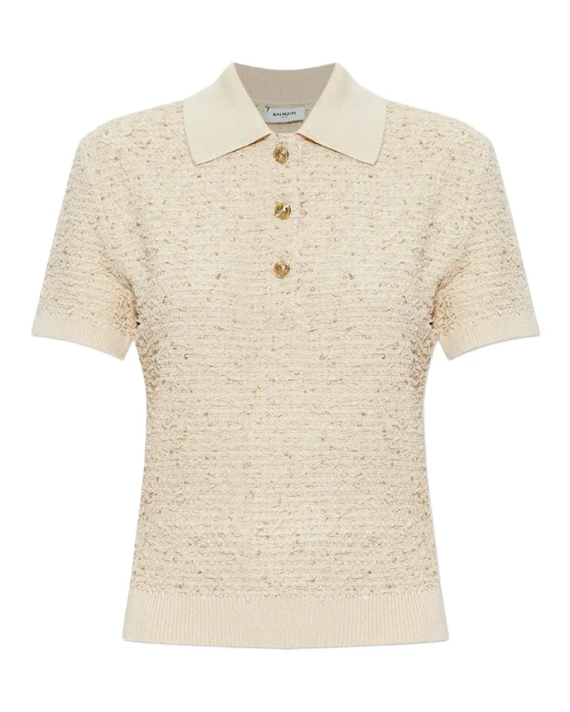 Balmain Poloshirt mit Lurex-Garn - Nude Nude