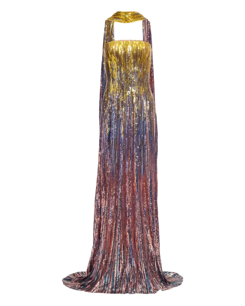 Elie Saab Schulterfreies Maxikleid mit Pailletten - Gelb Gelb