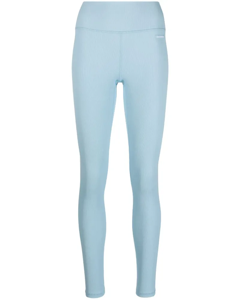 SPORTY & RICH Gerippte Leggings mit Logo-Patch - Blau Blau