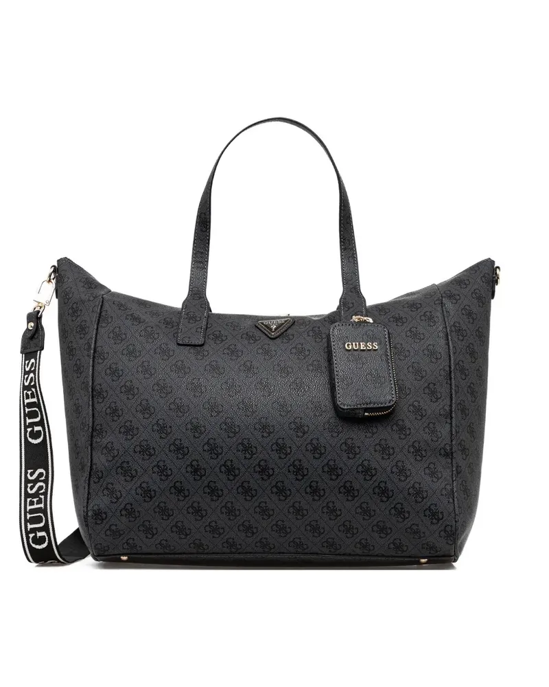 Guess Gemusterter Tote Bag mit Reißverschluss - Schwarz Schwarz