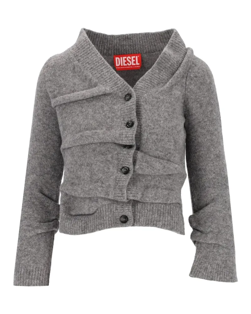 Diesel Cropped-Cardigan in Knitteroptik - Grau Grau