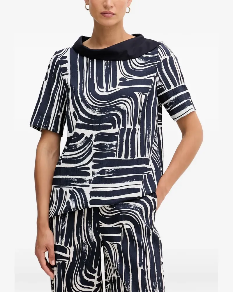 Joseph Ribkoff abstract-print cowl-neck top - Blau Blau