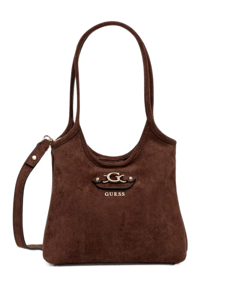 Guess mini Samantha logo-plaque tote bag - Braun Braun