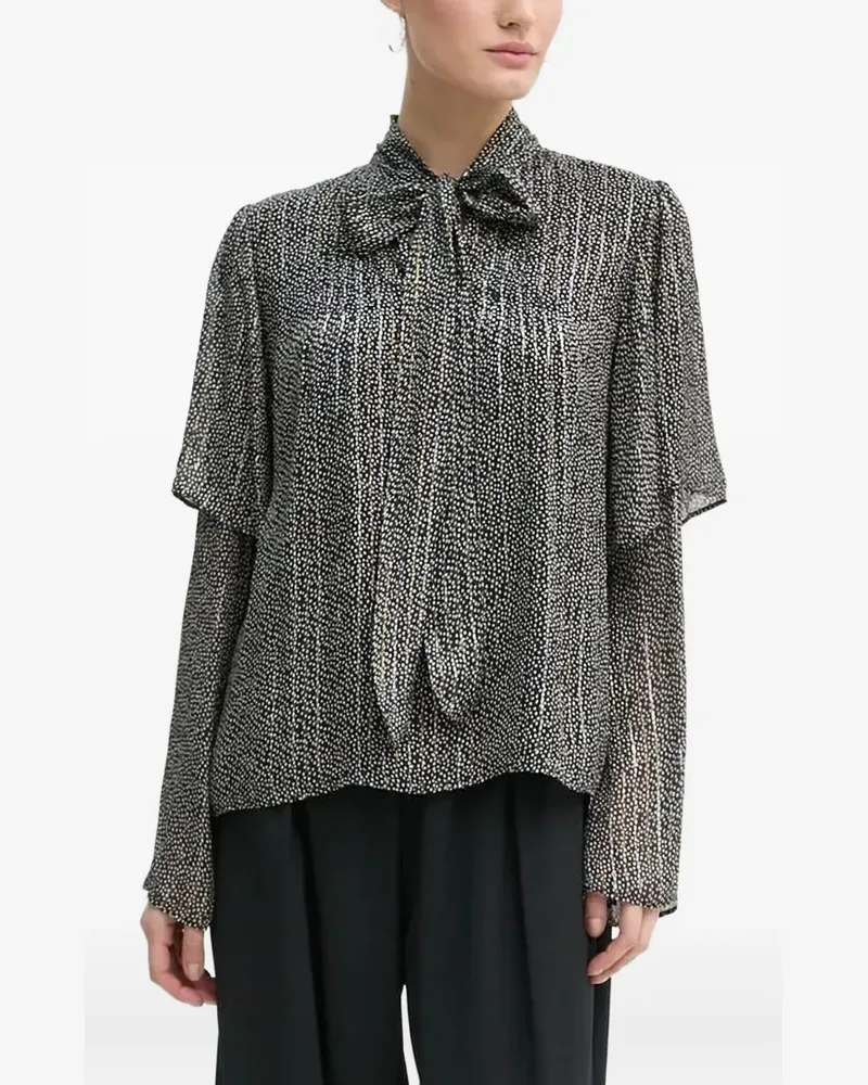 BRUUNS BAZAAR Bluse mit Falten-Overlay - Schwarz Schwarz