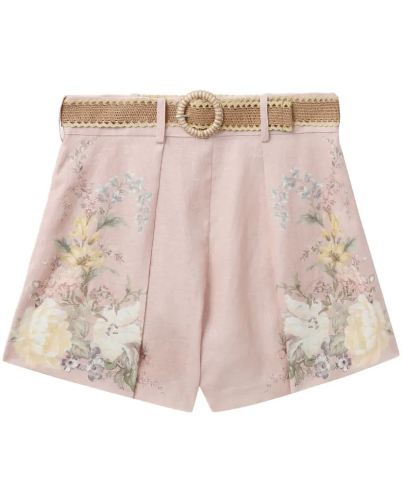 Zimmermann Waverly Leinenshorts mit Blumen-Print - Rosa Rosa
