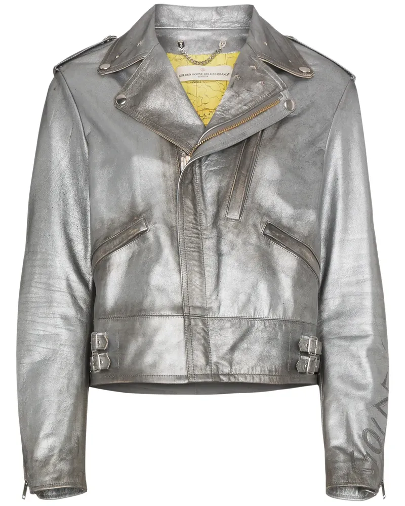 Golden Goose Bikerjacke mit fallendem Revers - Metallic Metallic