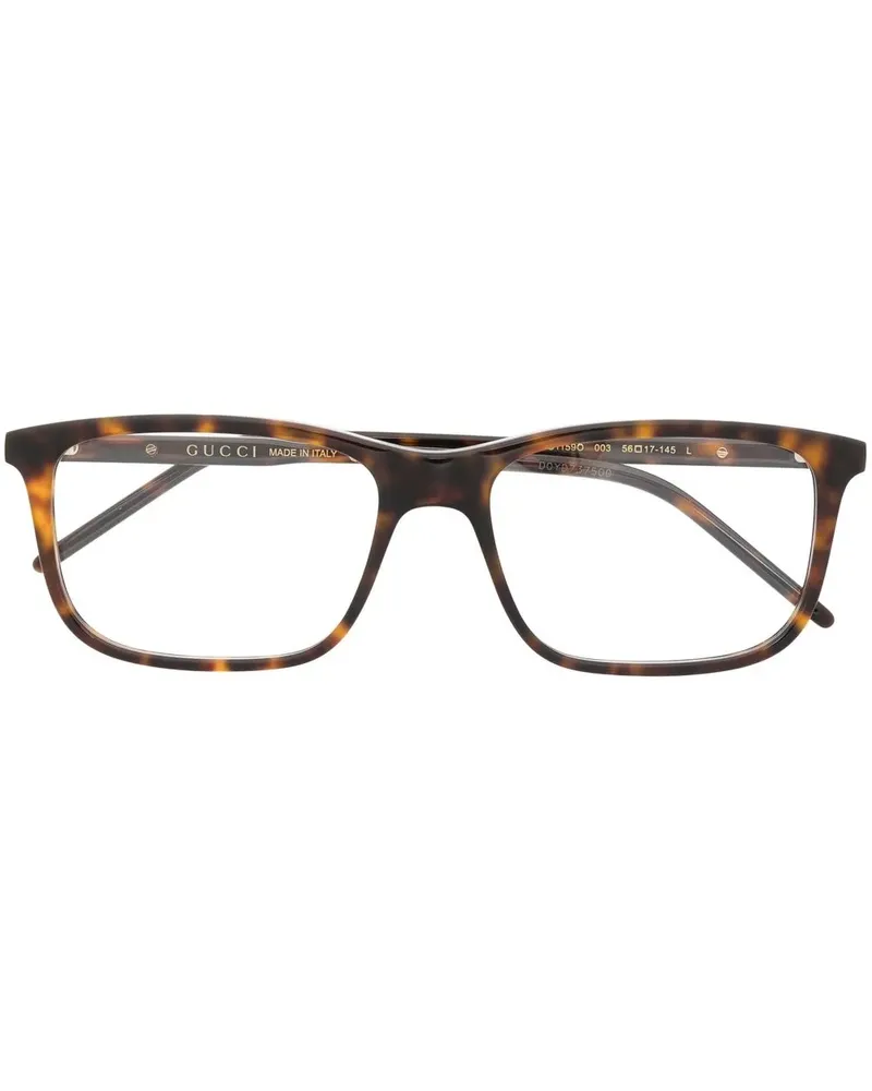 Gucci Eckige Brille in Schildpattoptik - Braun Braun
