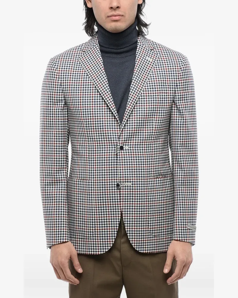 Corneliani checked wool blazer - Nude Nude