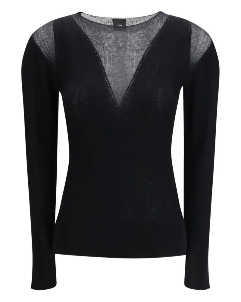 Pinko sheer ribbed top - Schwarz Schwarz