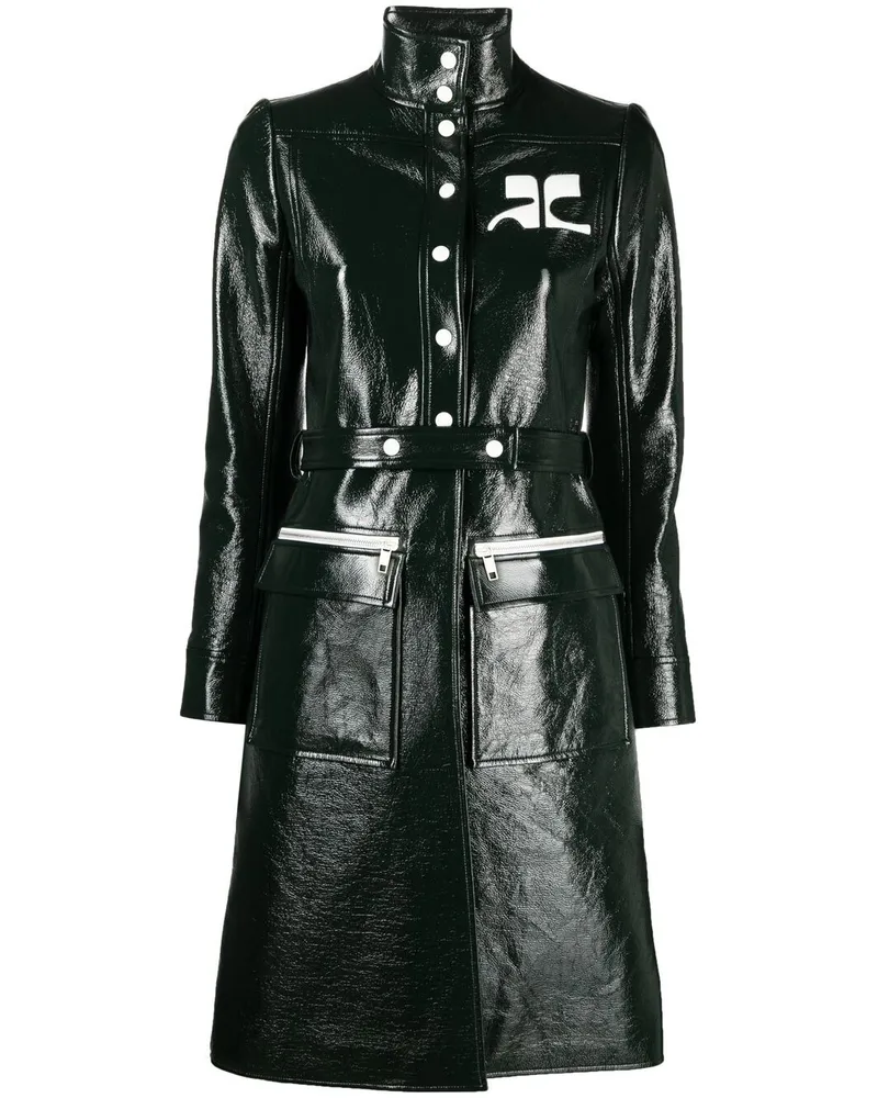 Courrèges Vinyl-Trenchcoat mit Logo-Applikation - Grün Grün